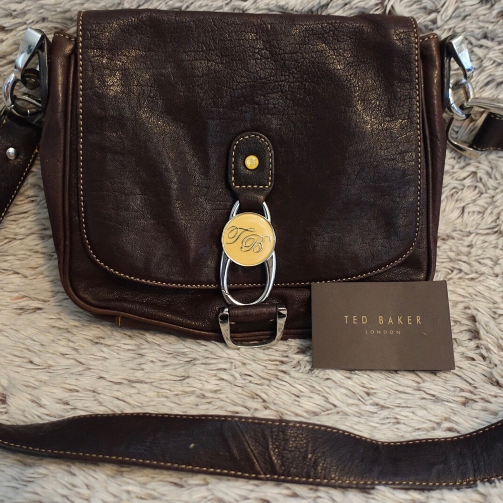 Ted Baker Brown Leather Satchel Crossbody Bag